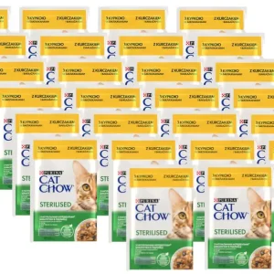 PURINA CAT CHOW Sterilizált macskaeledel csirkével és padlizsánnal mártásban 26x85g Vedd meg most