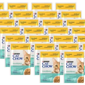 Ajánlat PURINA CAT CHOW szőrgombóc macskatáp csirkével és zöldbabbal szószban 26x85g