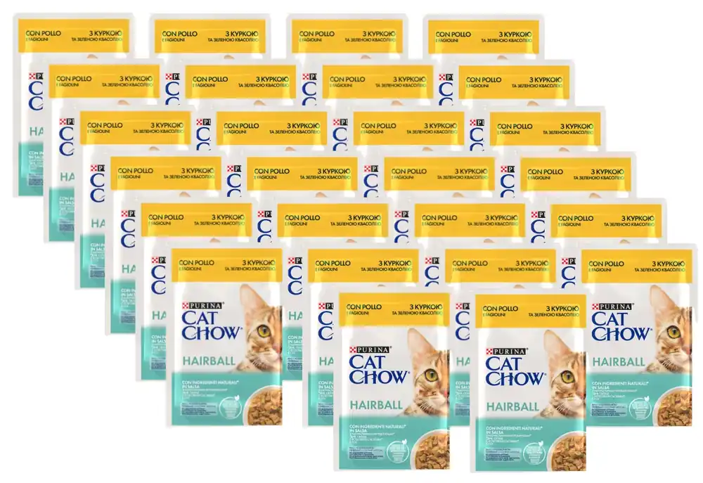 Ajánlat PURINA CAT CHOW szőrgombóc macskatáp csirkével és zöldbabbal szószban 26x85g
