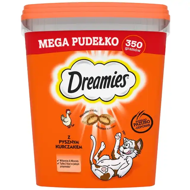 Biztonságos fizetés DREAMIES Mega Box 350 g - kiegészítő eledel felnőtt macskáknak, ízletes csirkehússal