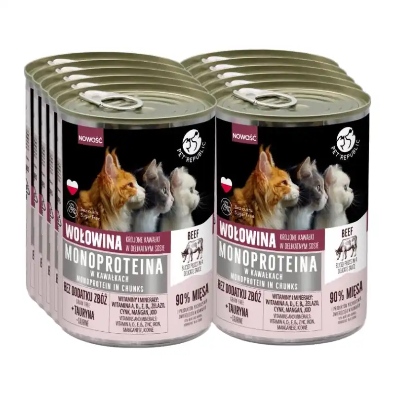 PetRepublic marhahús monoprotein eledel macskáknak, darabok szószban 10x400g Vásárlói kedvenc