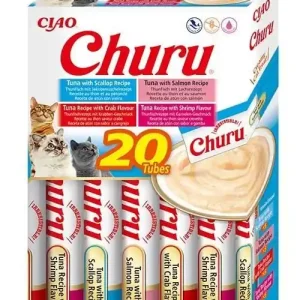 Bestseller INABA Churu macskáknak - ízkeverék tonhallal és tenger gyümölcseivel 20x14g