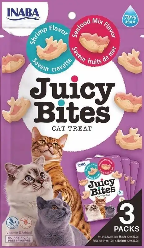 INABA Ciao Juicy Bites Garnélarák és tengeri gyümölcsök 3x11,3 g Csak ma