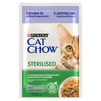 Exkluzív ajánlat Purina Cat Chow Sterilizált bárány és zöldbab mártásban 85g