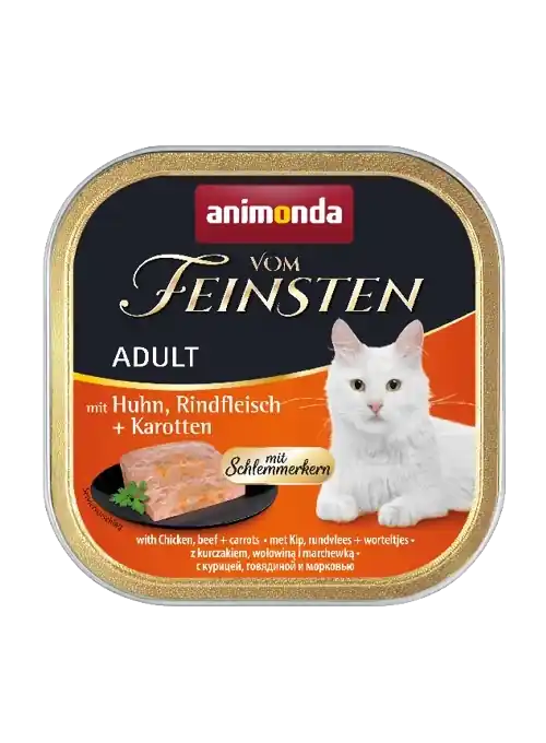 ANIMONDA Cat Vom Feinsten felnőtt macskáknak, töltelékkel csirke, marhahús és sárgarépa, 100 g Prémium