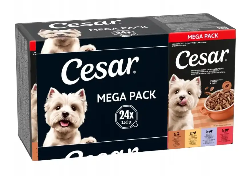 Cesar Vidéki Gulyás 24×150 g nedves kutyaeledel – marha, bárány, pulyka, baromfi Alacsony ár