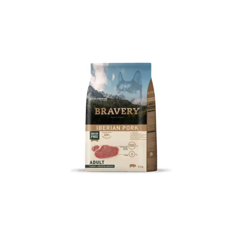 Bravery Medium/Large Adult Iberian Pork 4kg Korlátozott ajánlat