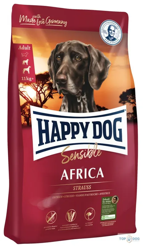 Kihagyhatatlan ajánlat Happy Dog Sensible Africa Strucchússal 12,5kg