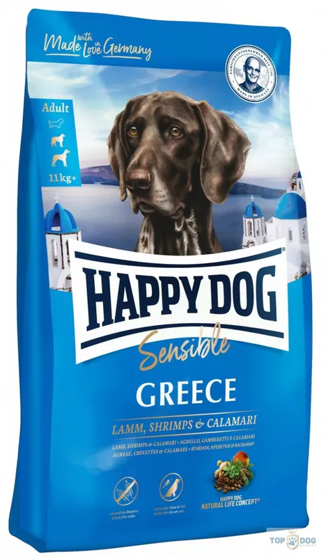 Vásárlói kedvenc Happy Dog Sensible Greece Garnélarákkal 11kg