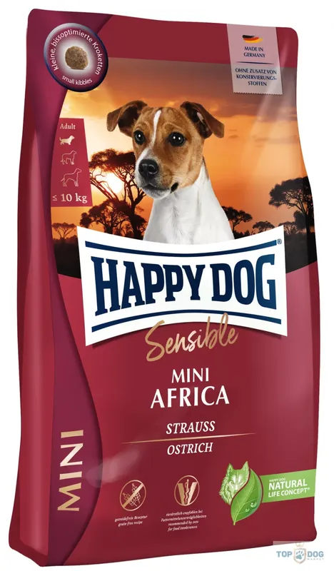 Happy Dog Mini Africa Strucchússal 800gr Árcsökkenés