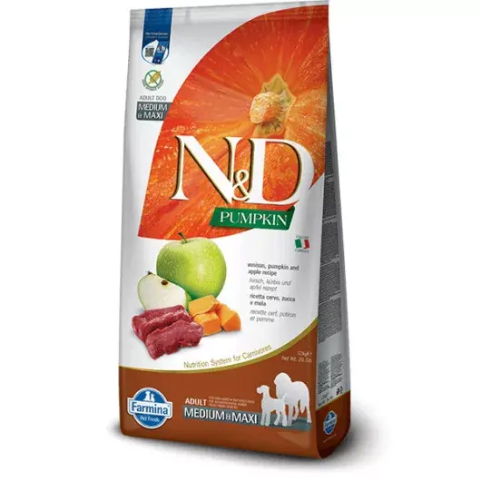 N&D Pumpkin Dog szarvas, sütőtök, alma adult medium&maxi 12kg Különleges ajánlat