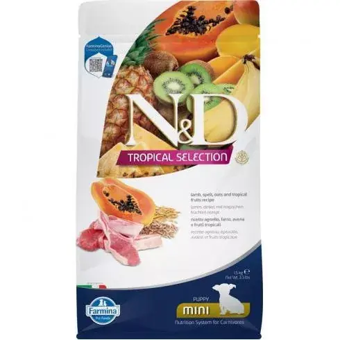 Vedd meg online N&D TROPICAL 5KG PUPPY MINI LAMB