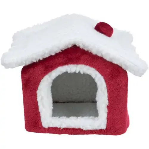 Xmas Cuddly Cave - bújó (plüss, piros/fehér) egerek és hörcsögök részére (15x12x15cm) TRX 92651 Korlátozott ajánlat