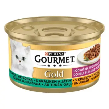 GOURMET Gold Duó Élmény nyúllal és májjal nedves macskaeledel 85gr Rendeld meg most