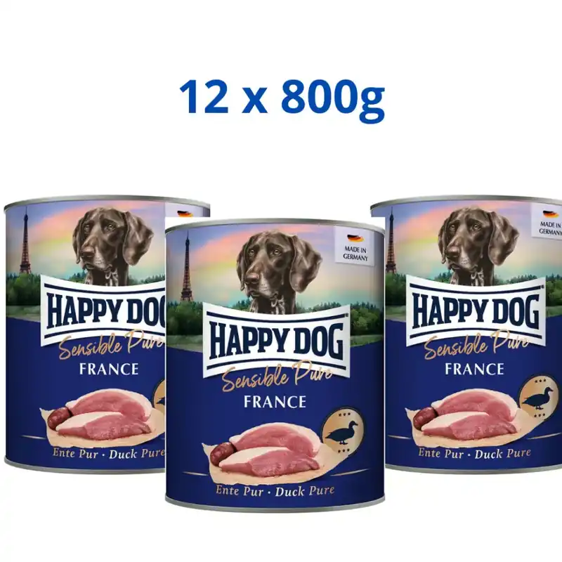 Alacsony ár Happy Dog France 12x800g konzerv Kacsa