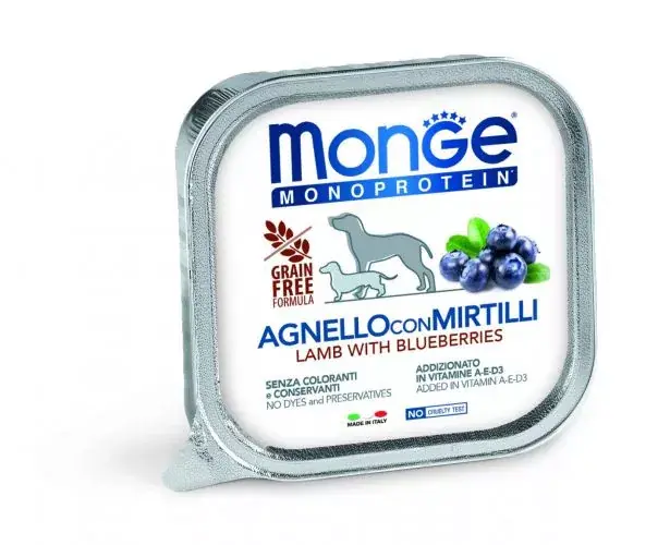 Biztonságos vásárlás Monge Dog 150g MONOPROTEIN Fruits Paté bárány-áfonya