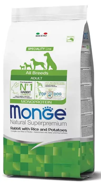 Árcsökkenés MONGE DOG 12 KG Nyúl, Rizs & Burgonya - Monoprotein All Breeds Adult SPECIALITY LINE