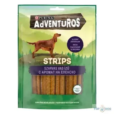 Kedvezmény ADVENTUROS Strips kutya jutalomfalat szarvas 90gr