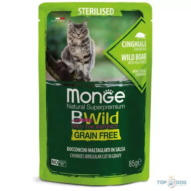 Monge BWild Grain Free Cat 85g Sterilised - Vaddisznó és zöldségek Vedd meg most