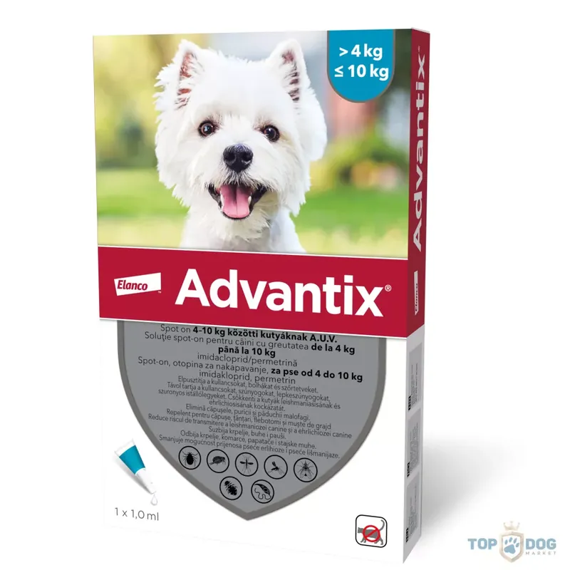Gyors kiszállítás Advantix® spot on 4-10 kg (4 pipetta)