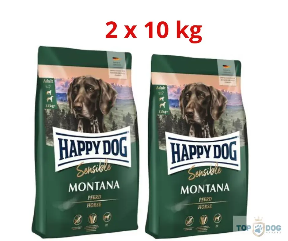 Csak ma Happy Dog 2x10kg Sensible Montana Lóhússal