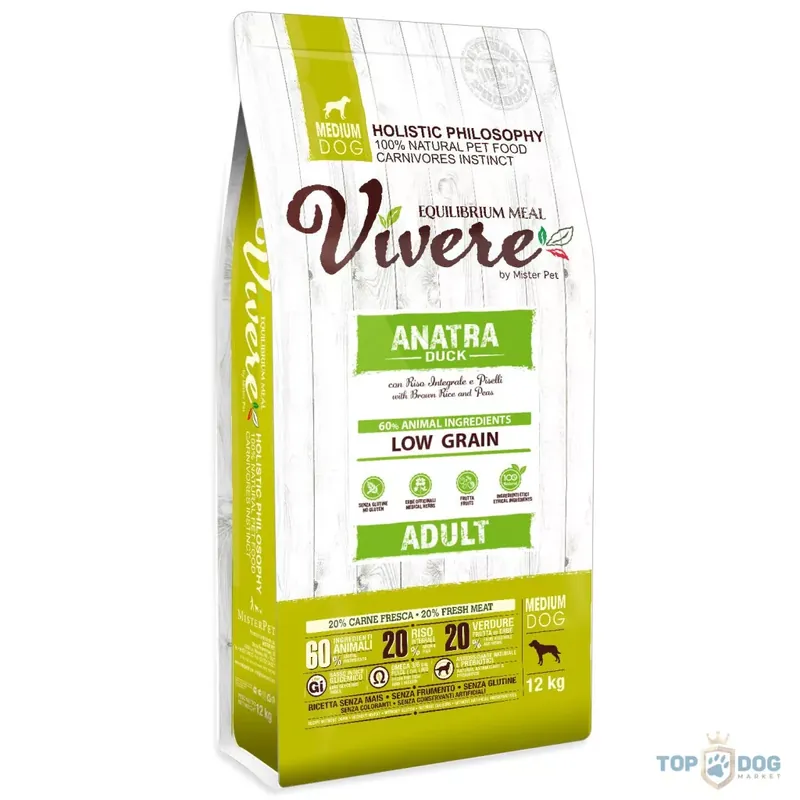 Vivere Low Grain Adult Medium Duck 12kg Biztonságos fizetés