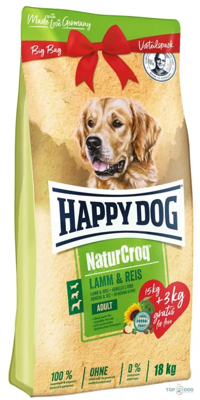 Expressz szállítás Happy Dog NaturCroq Lamm-Reis 15+3kg
