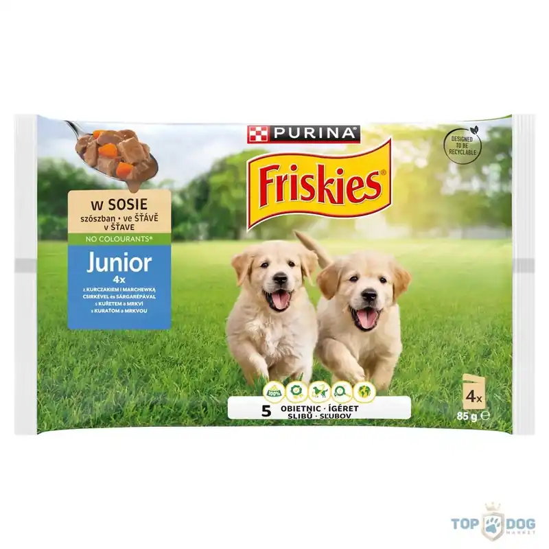 Népszerű Friskies Junior 4x85gr nedveseledel csirke-sárgarépa szószos