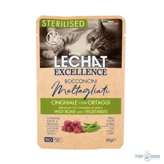 Expressz kézbesítés Lechat Excellence 85g Adult Steril Vaddisznó Zöldséggel Alutasakos macskaeledel