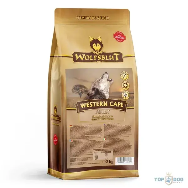 Árengedmény Wolfsblut Western Cape Adult Strucc Banánnal száraz kutyatáp 2kg