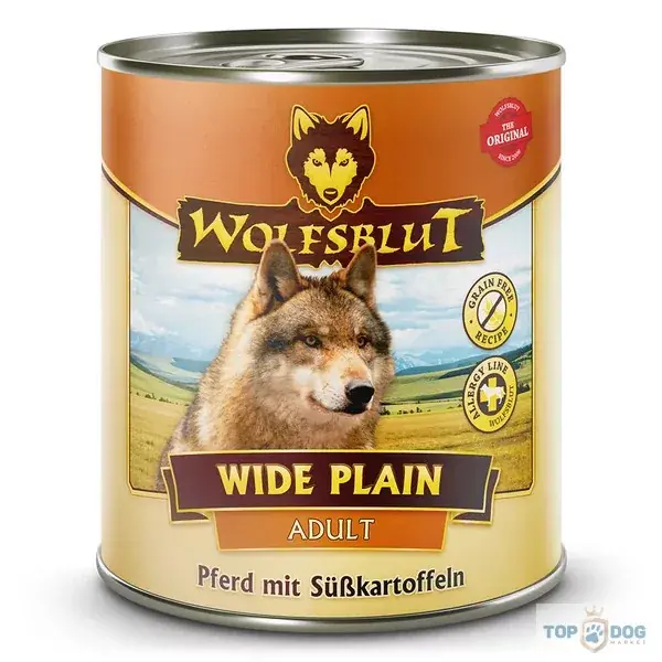 Árengedmény Wolfsblut Wide Plain Adult Lóhús Édesburgonyával Konzerv nedves kutyatáp 800 g