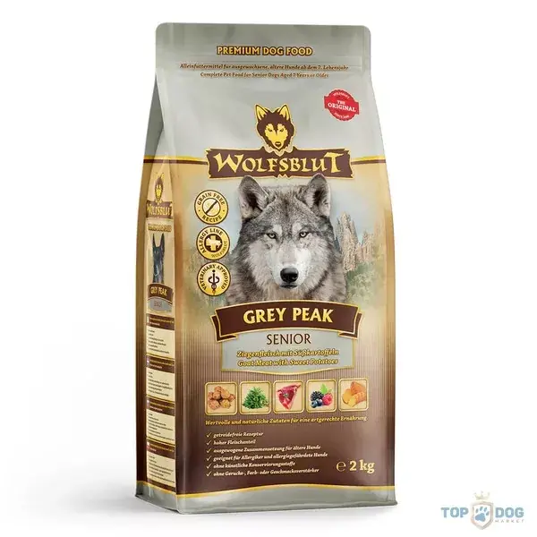Kedvezményes ár Wolfsblut Grey Peak Senior Kecskehús Édesburgonyával 2kg