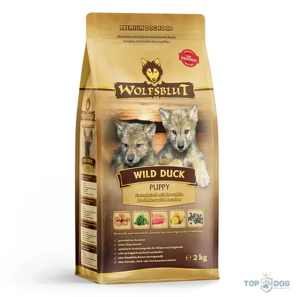 Azonnali szállítás Wolfsblut Wild Duck Puppy Kacsa Burgonyával száraz kutyatáp 2kg