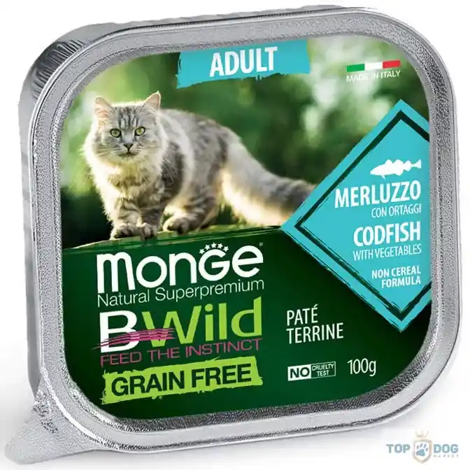Monge BWild Cat 100gr Tőkehal-zöldségek Kedvezményes ár