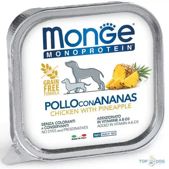 Olcsó Monge Dog 150g MONOP. Fruits csirke-ananász