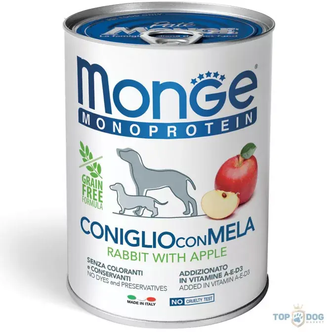 Outlet Monge Dog 400gr Monoprotein Nyúl-Alma
