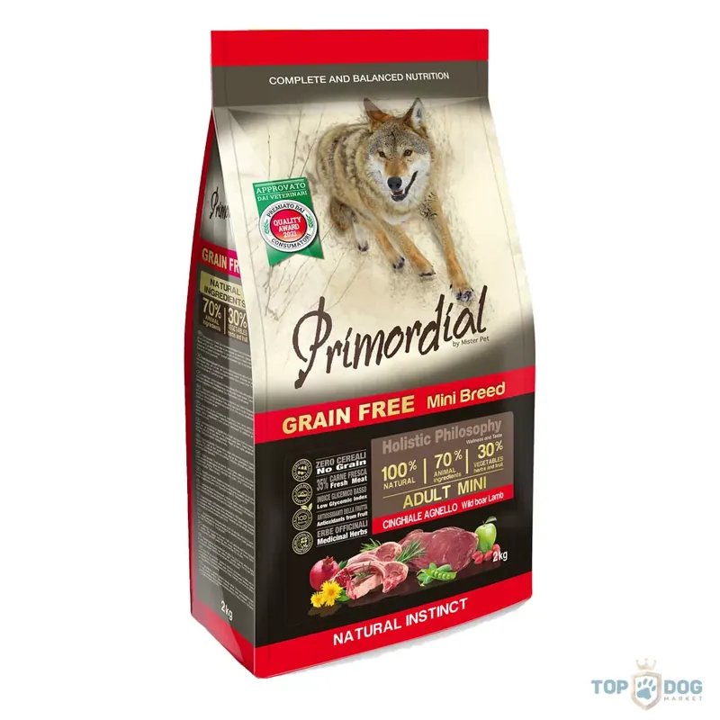 Primordial Grain Free Adult Mini Boar & Lamb 2kg Szezonális akció