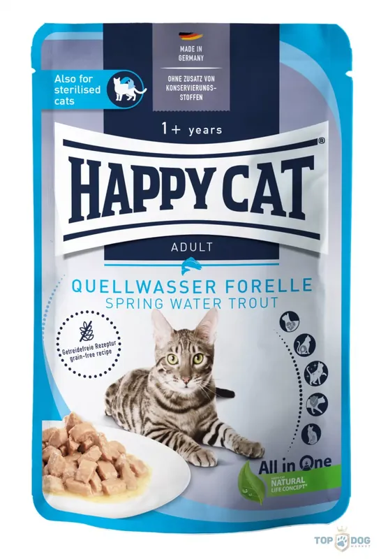 Korlátozott ajánlat Happy Cat Pouch pisztráng szószos 85gr