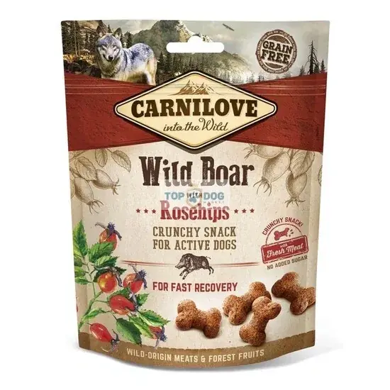 Ajánlat Carnilove Dog Jutalomfalat Crunchy Wild boar&rosehips - Vaddisznóhús csipkebogyóval 200g