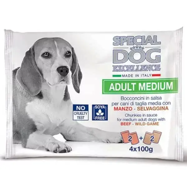 Legjobb ár Monge Special Dog Excellence Medium Adult marha/vad multi pack 4x100g