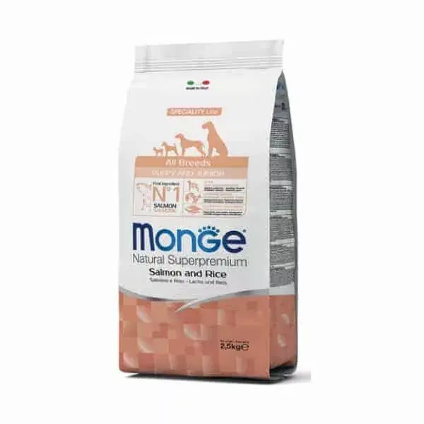 Akció MONGE All Breeds Puppy & Junior Lazac 800g