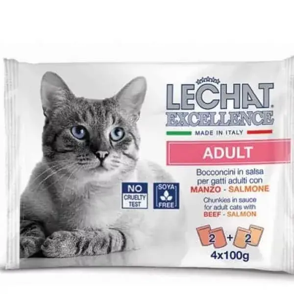 Biztonságos vásárlás LECHAT EXCELLENCE Multipack Lazac, Marha 4x100g