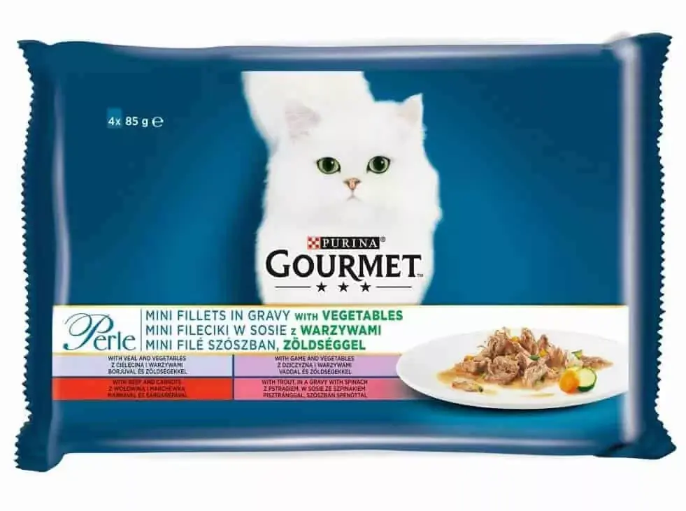 Bestseller Gourmet Perle macskaeledel 4*85 g Zöldséggel