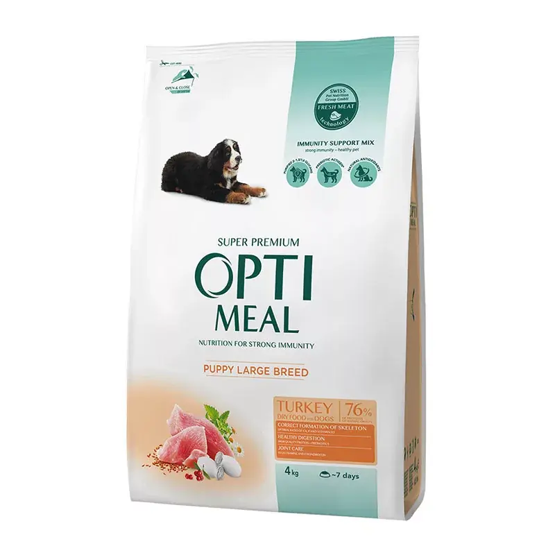 Azonnal elérhető OPTIMEAL DOG SZÁRAZ TÁP NAGY MÉRETŰ KÖLYÖKKUTYÁKNAK PULYKÁVAL 4KG