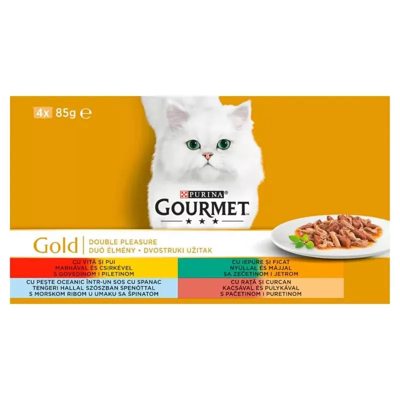 Biztonságos vásárlás Gourmet Gold teljes értékű állateledel felnőtt macskák számára 4 x 85g