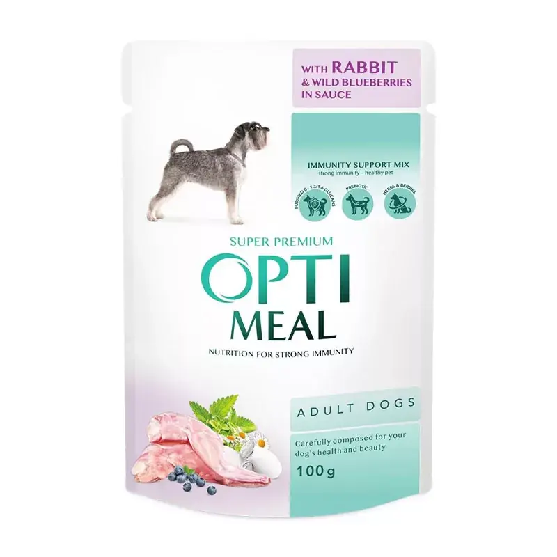 Prémium OPTIMEAL DOG POUCH 100G NYÚL-ÁFONYA SAUCE