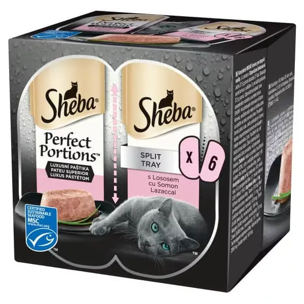 Szuper ajánlat Sheba Perfect Portions lazac vagdalttal felnőtt macskák számára 6 x 37,5g