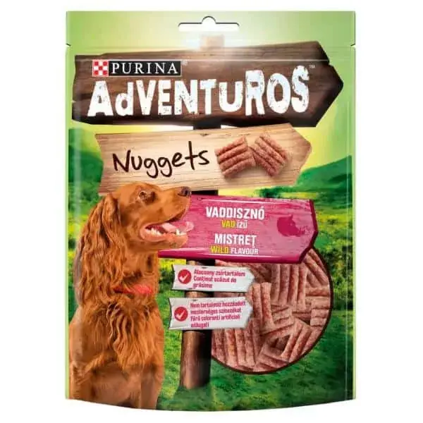 Vedd meg most PURINA ADVENTUROS NUGGETS Jutalomfalat kutyáknak - Vaddisznó-vad ízű 90g