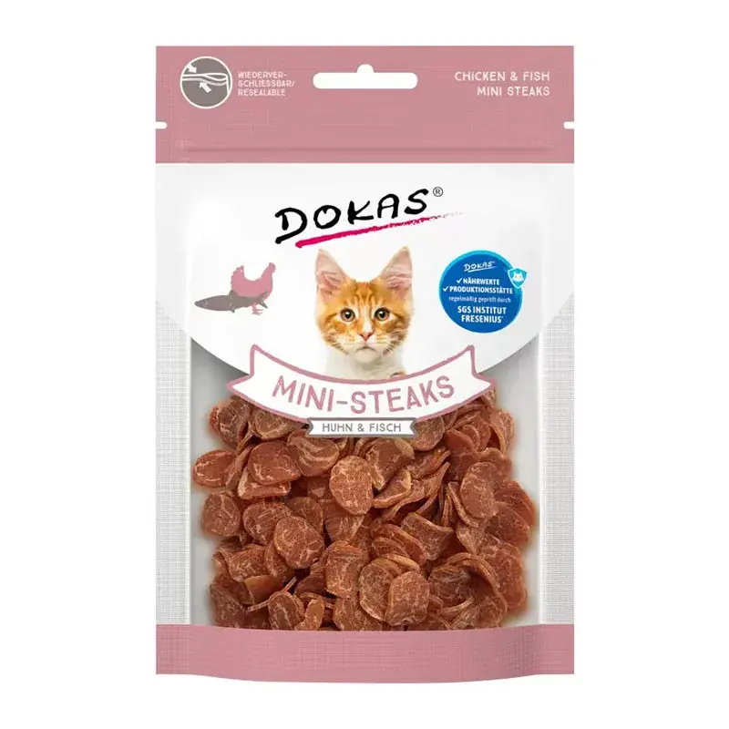 Árengedmény DOKAS CAT MINI STEAK JUTALOMFALAT 25G CSIRKE-TŐKEHAL