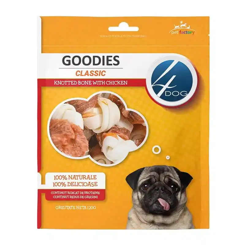 Gyors szállítás 4DOG CLASSIC CSIRKE CSOMÓZOTT 120G CSONT